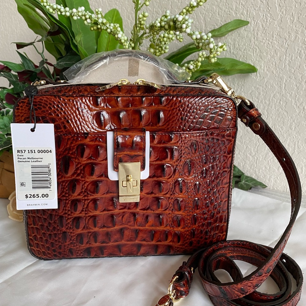 🌹🌹PECAN *EVIE* BRAHMIN SATCHEL/CROSSBODY BAG NWT CUTE SQUARE SHAPE